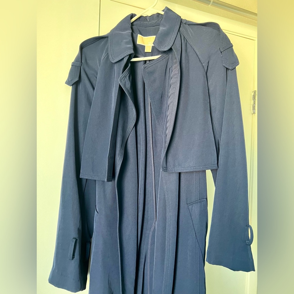 Michael Kors Blue Trench Coat S / M - NWOT - Picture 6 of 10